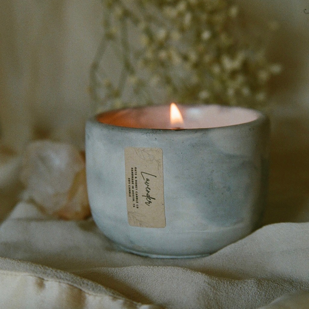 Handcrafted Medium Tulip Cement Candle | All-Natural Beeswax Blend